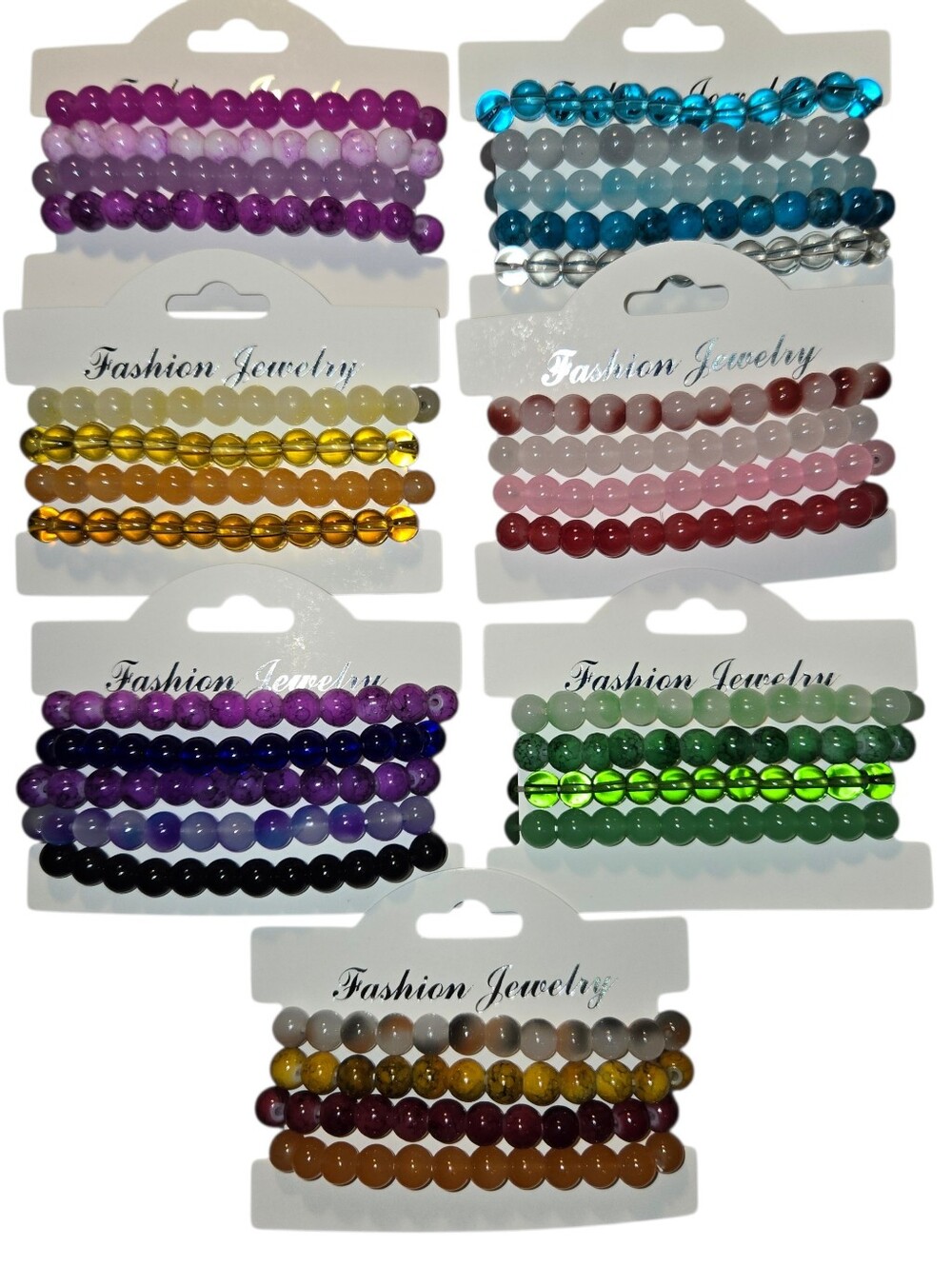 Assorted Glass Beads Stretch Bracelet Sets - Multi Color